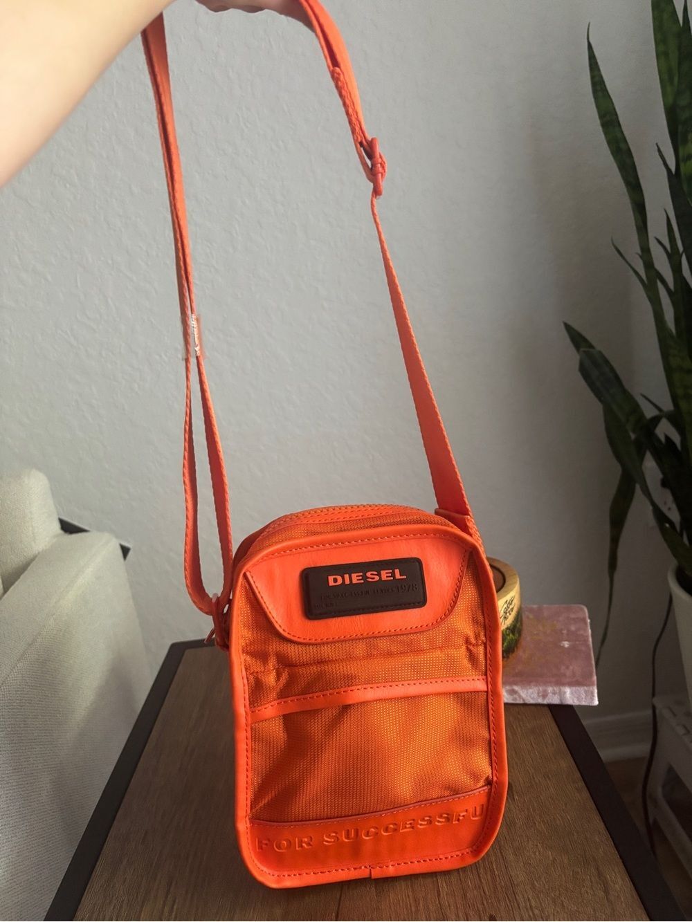 Diesel NWOT Orange Messenger Crossbody Bag Unisex Compact Shoulder Pouch